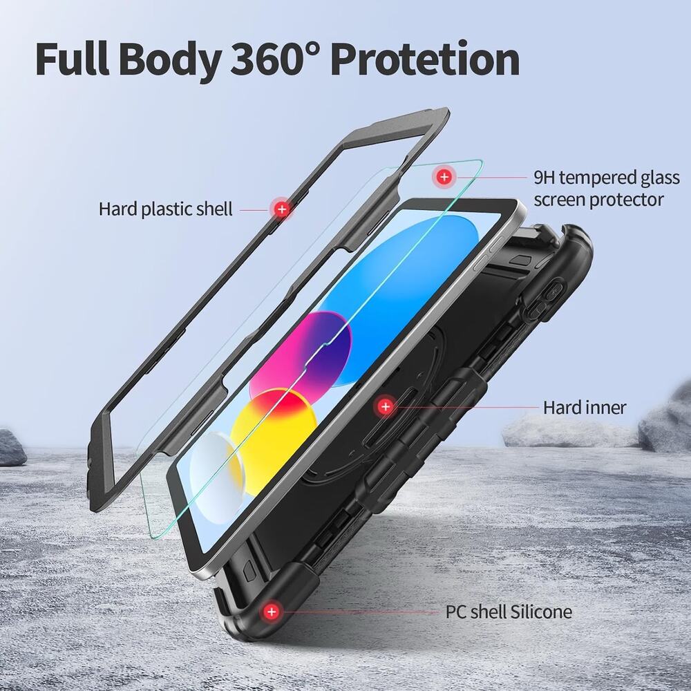 Ambison Case For IPad (A16) 11th/10th Generation 11''/10.9'' 2025/2022 (Black) - Picture 4 of 14